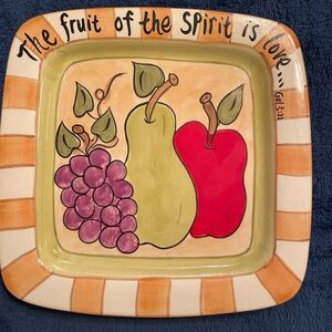 Colorful “The Fruit Of The Spirit Is Love” Plate Home Decor Wall Hanging
